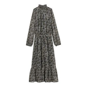 Banana Republic Factory Floral Long Sleeve Dress - Black and White